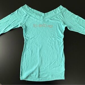 Bebe Turquoise V-Neck Top